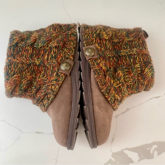 MUK LUKS PATTI CABLE SWEATER CUFF WATER RESISTANT BROWN ANKLE BOOT  SIZE… - Picture 6 of 9